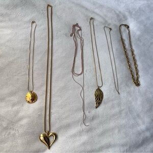 Rose Gold and Gold Fashion Necklaces Lot of 6